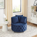 Fauteuil d'appoint capitonné pivotant bleu moderne 30