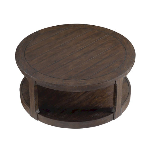 Table basse centrale ronde traditionnelle en bois incurvée de 40 pouces à 2 niveaux, table en bois arrondie au design vintage du milieu du siècle