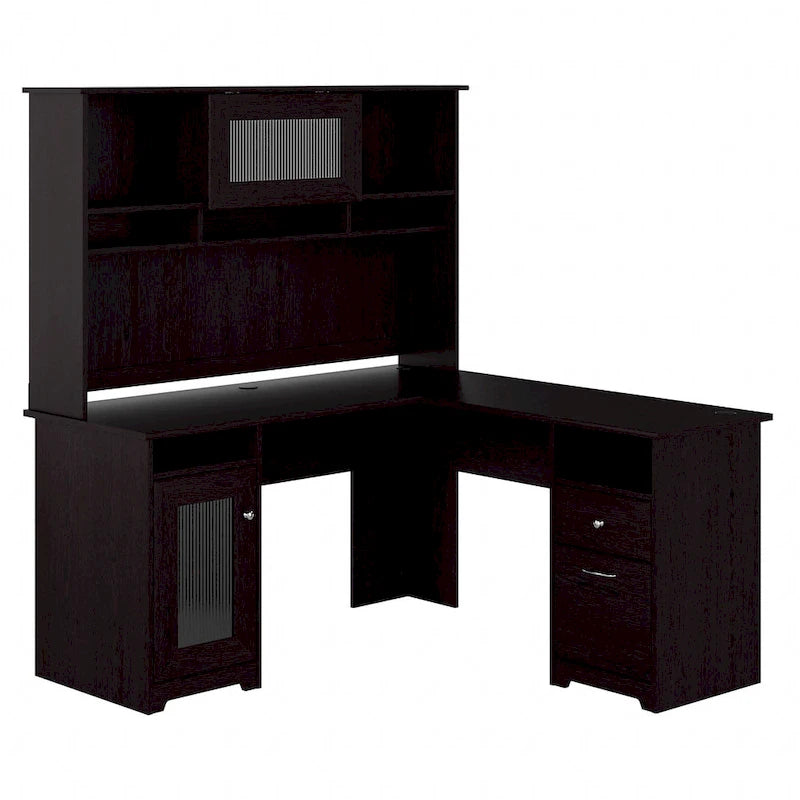 Bureau d'angle en L de 60 W avec huche et rangement