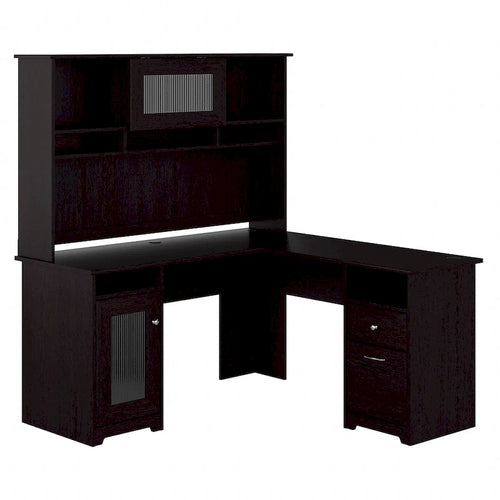 Bureau d'angle en L de 60 W avec huche et rangement