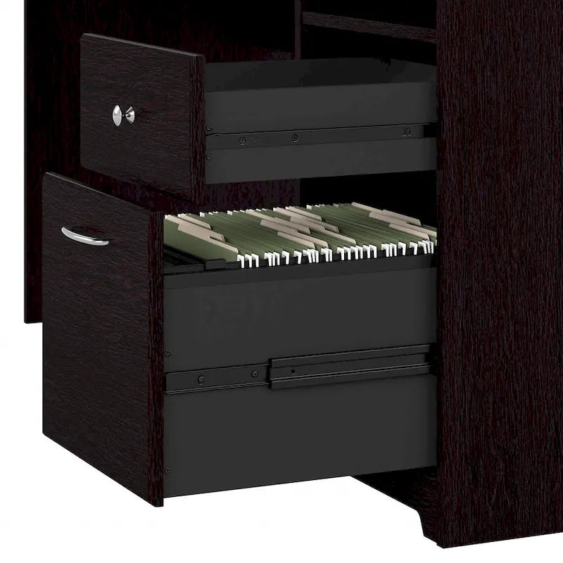 Bureau d'angle en L de 60 W avec huche et rangement