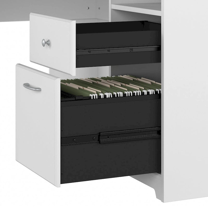 Bureau d'angle en L de 60 W avec huche et rangement