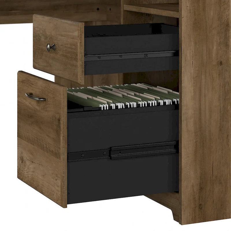 Bureau d'angle en L de 60 W avec huche et rangement