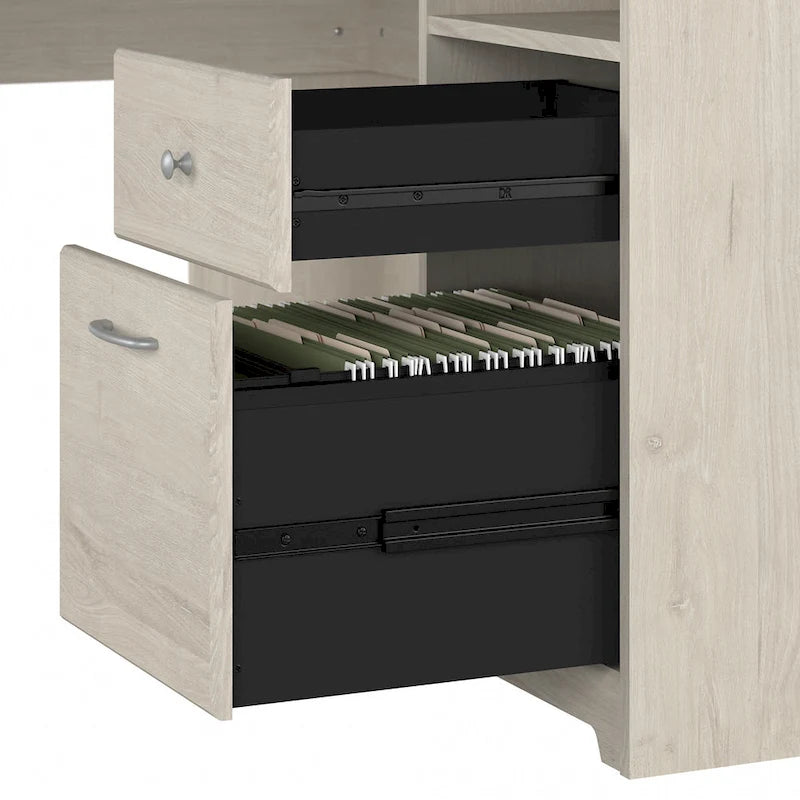 Bureau d'angle en L de 60 W avec huche et rangement