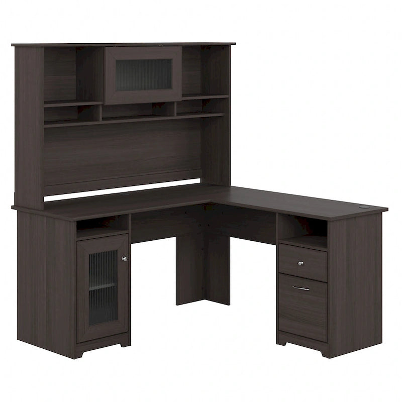 Bureau d'angle en L de 60 W avec huche et rangement
