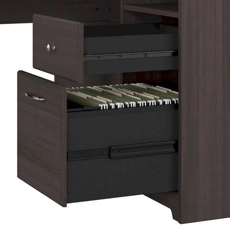 Bureau d'angle en L de 60 W avec huche et rangement