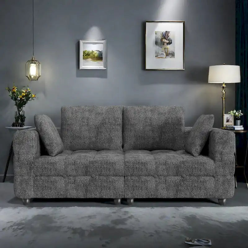 Canapé 3 places en tissu 77.95 avec assemblage sans outils, design peu encombrant et cadre en bois massif
