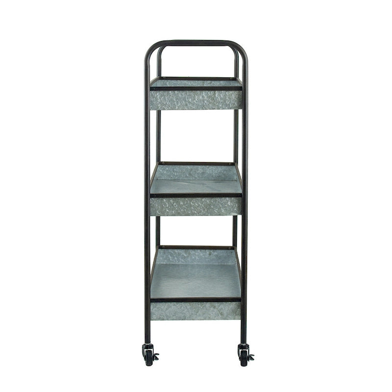 Chariot roulant en métal de 101,6 cm, 3 étagères, roues à roulettes, gris galvanisé