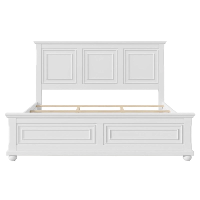 Lit double King Size traditionnel en pin blanc avec sommier à lattes en bois