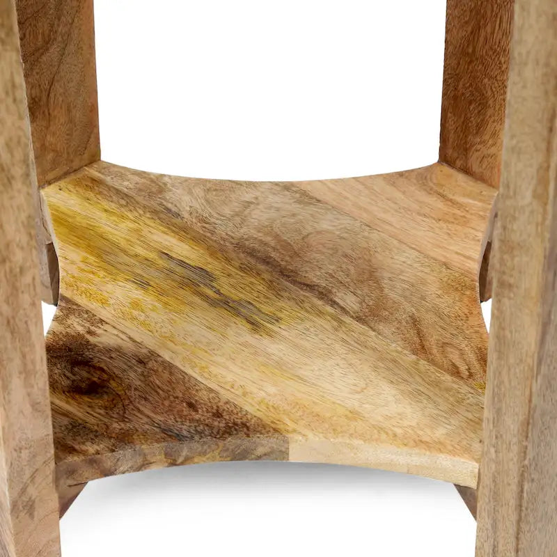 Table d'appoint bohème en bois, avec structure en bois fabriquée à la main et design concave
