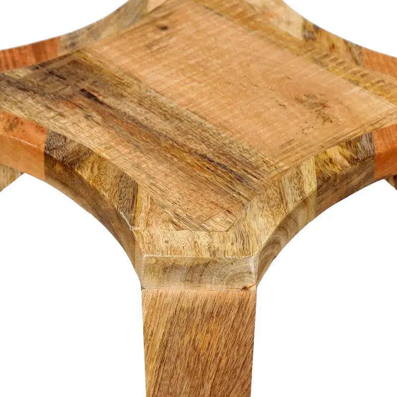Table d'appoint bohème en bois, avec structure en bois fabriquée à la main et design concave
