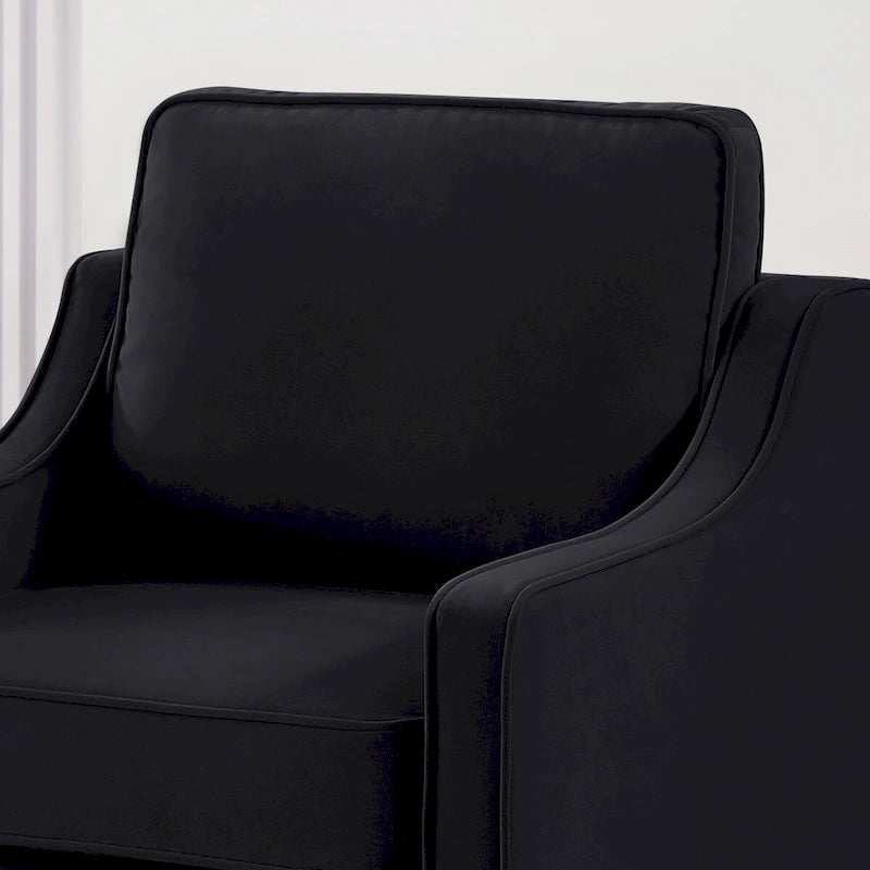 Fauteuil moderne en velours avec pieds en bois