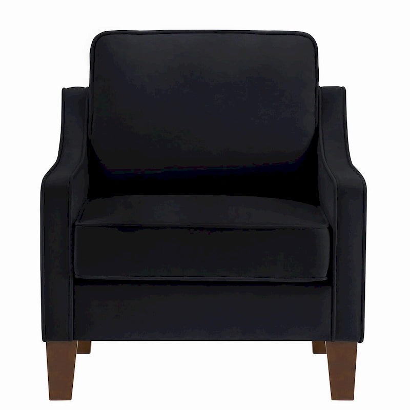 Fauteuil moderne en velours avec pieds en bois