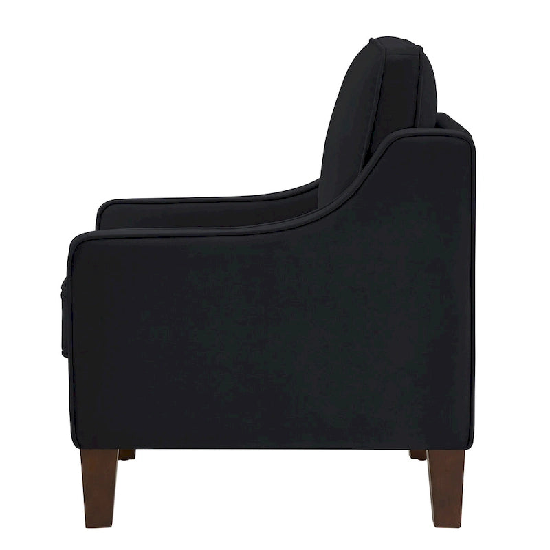 Fauteuil moderne en velours avec pieds en bois