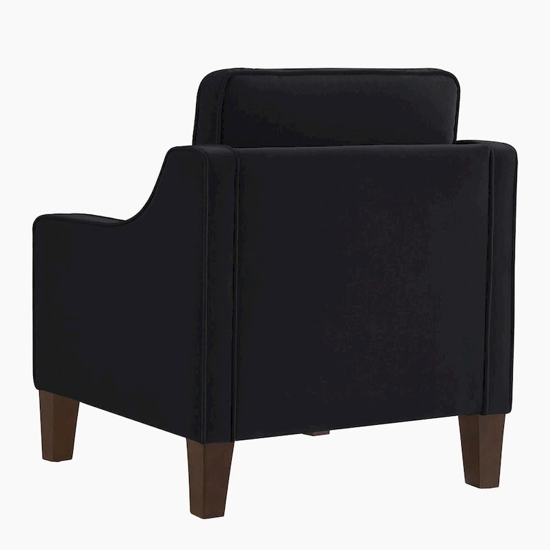 Fauteuil moderne en velours avec pieds en bois