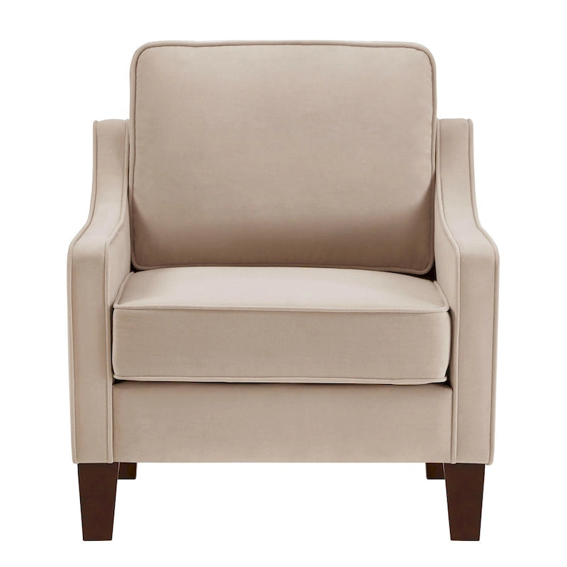 Fauteuil moderne en velours avec pieds en bois