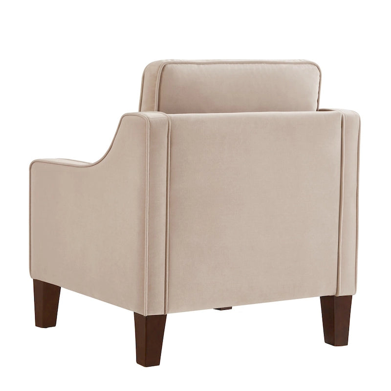 Fauteuil moderne en velours avec pieds en bois
