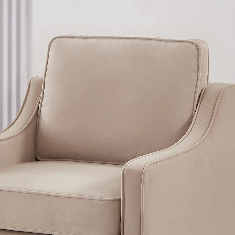 Fauteuil moderne en velours avec pieds en bois
