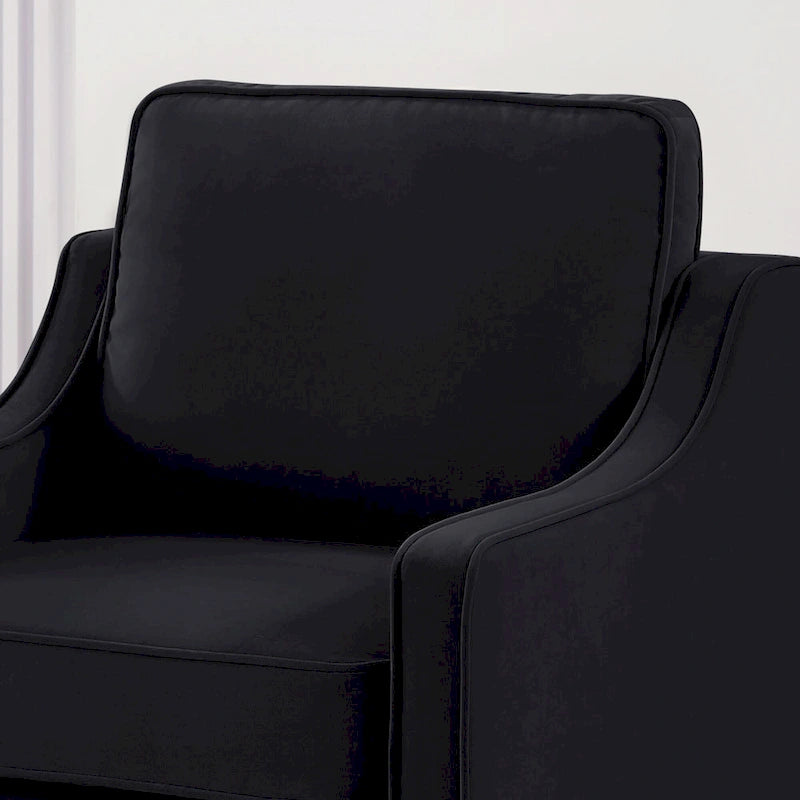 Fauteuil moderne en velours avec pieds en bois