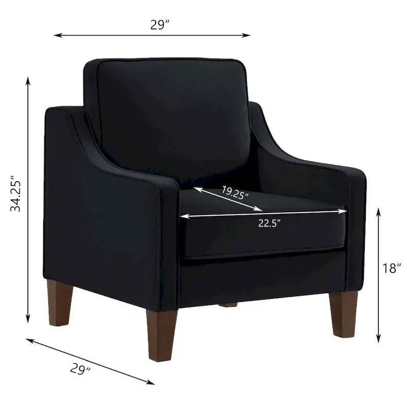 Fauteuil moderne en velours avec pieds en bois