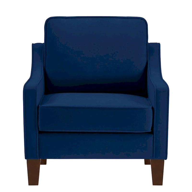 Fauteuil moderne en velours avec pieds en bois