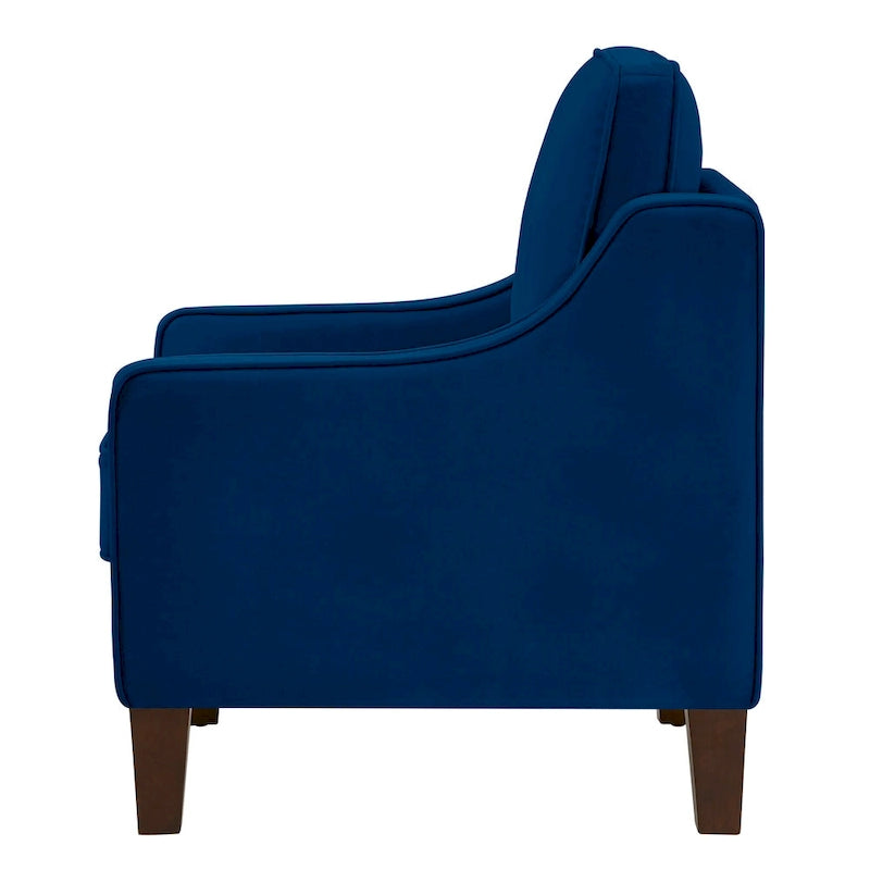 Fauteuil moderne en velours avec pieds en bois