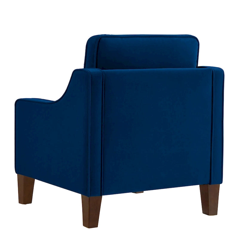 Fauteuil moderne en velours avec pieds en bois