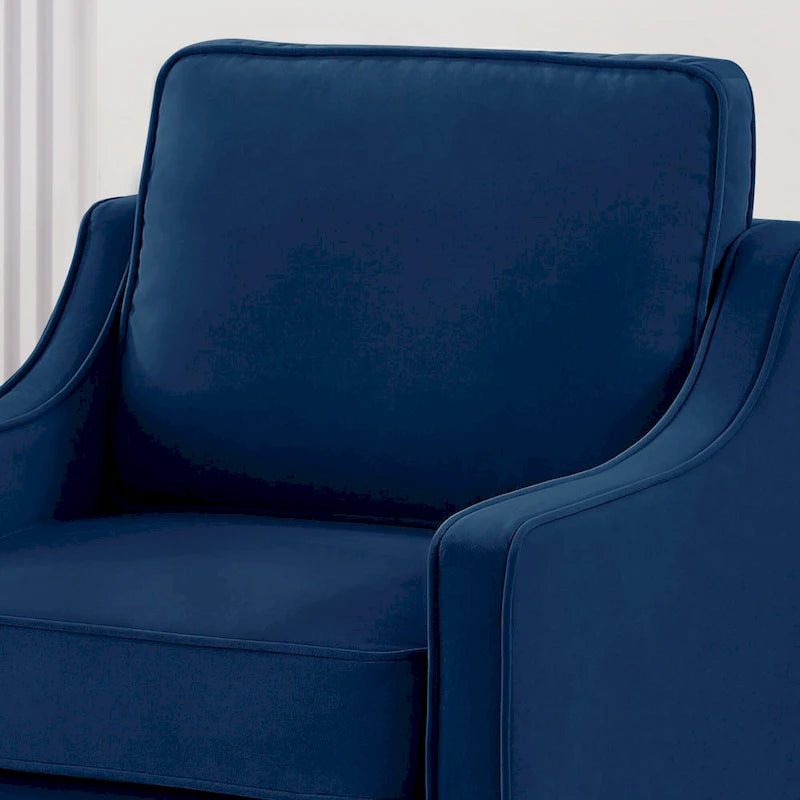 Fauteuil moderne en velours avec pieds en bois