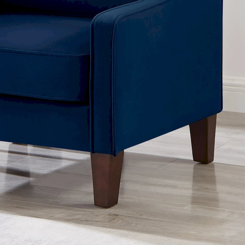 Fauteuil moderne en velours avec pieds en bois