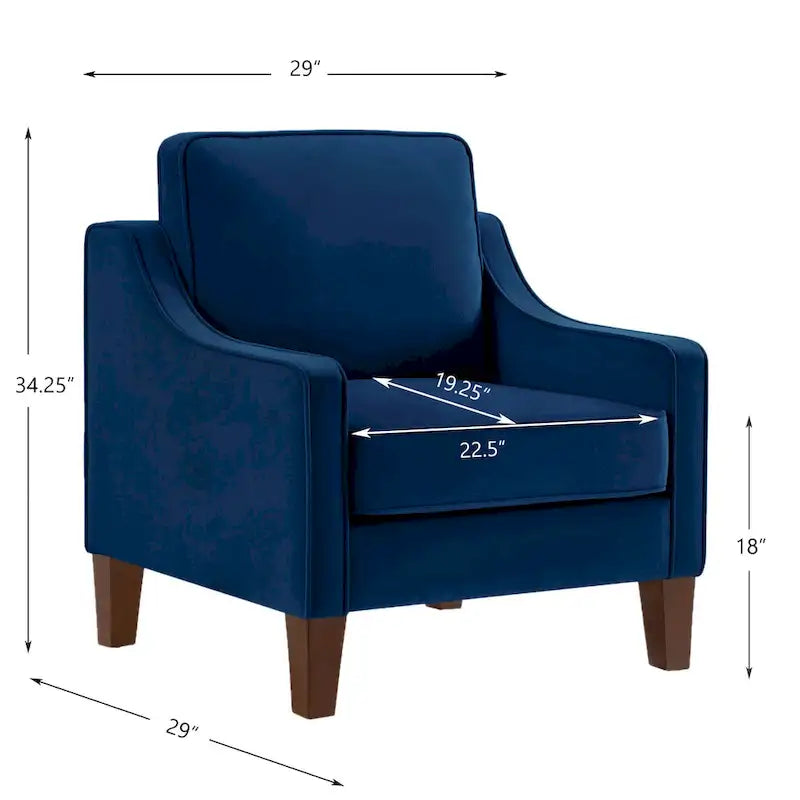 Fauteuil moderne en velours avec pieds en bois