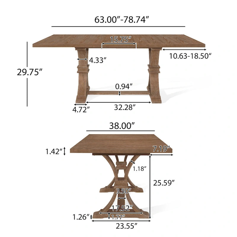 Table à manger extensible en bois