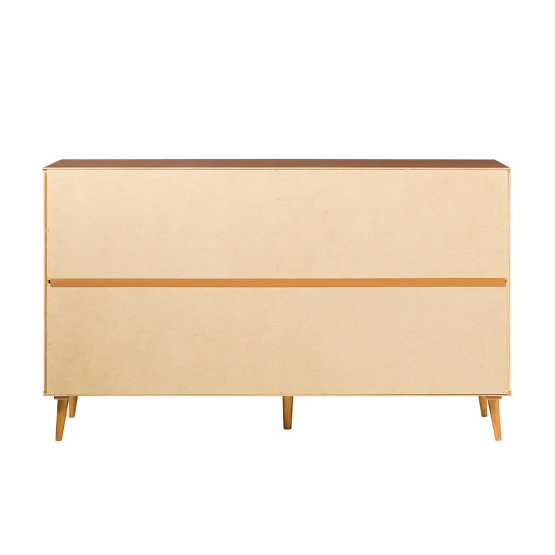 Commode à 6 tiroirs en bois massif de style Mid-Century