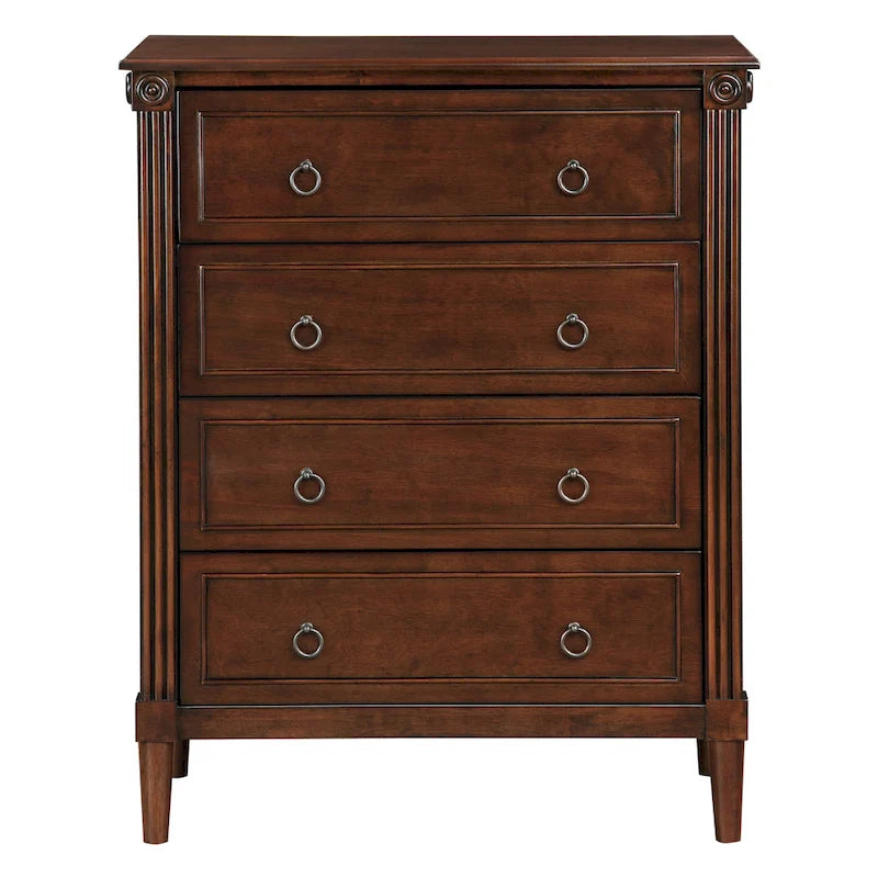 Commode traditionnelle en bois massif à 4 tiroirs