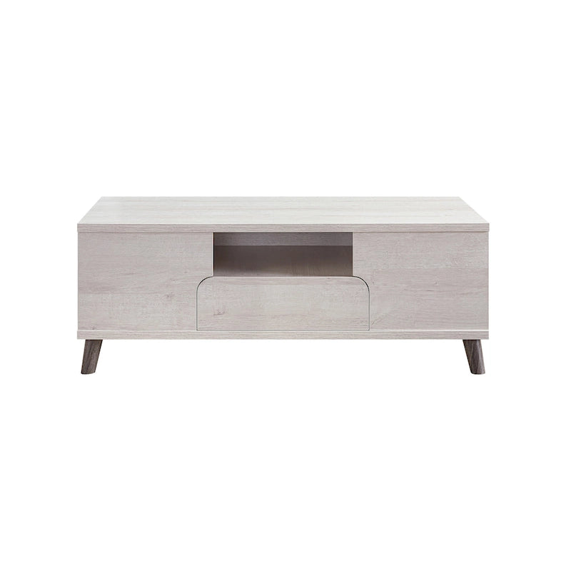 Table basse 3 étagères blanc style Mid-Century Modern 119 cm