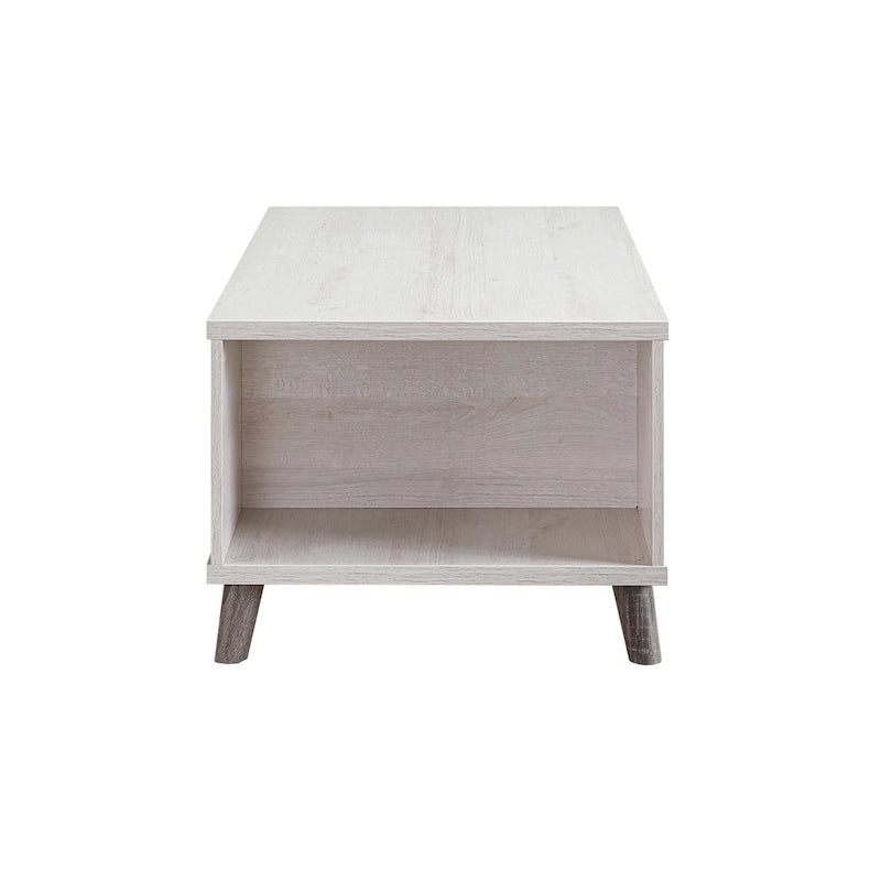 Table basse 3 étagères blanc style Mid-Century Modern 119 cm