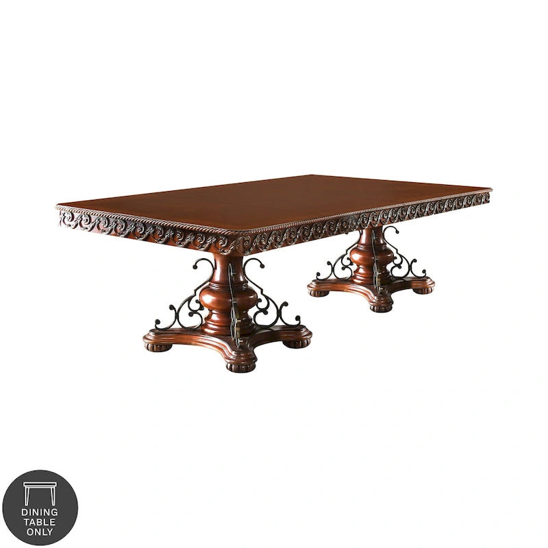 Table à manger extensible en bois de cerisier de 120 pouces