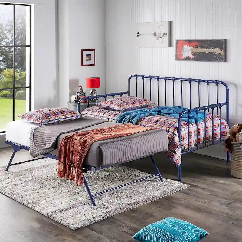 Lit de repos en métal avec tiroir-lit relevable
