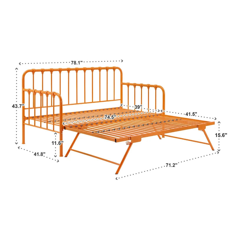 Lit de repos en métal avec tiroir-lit relevable