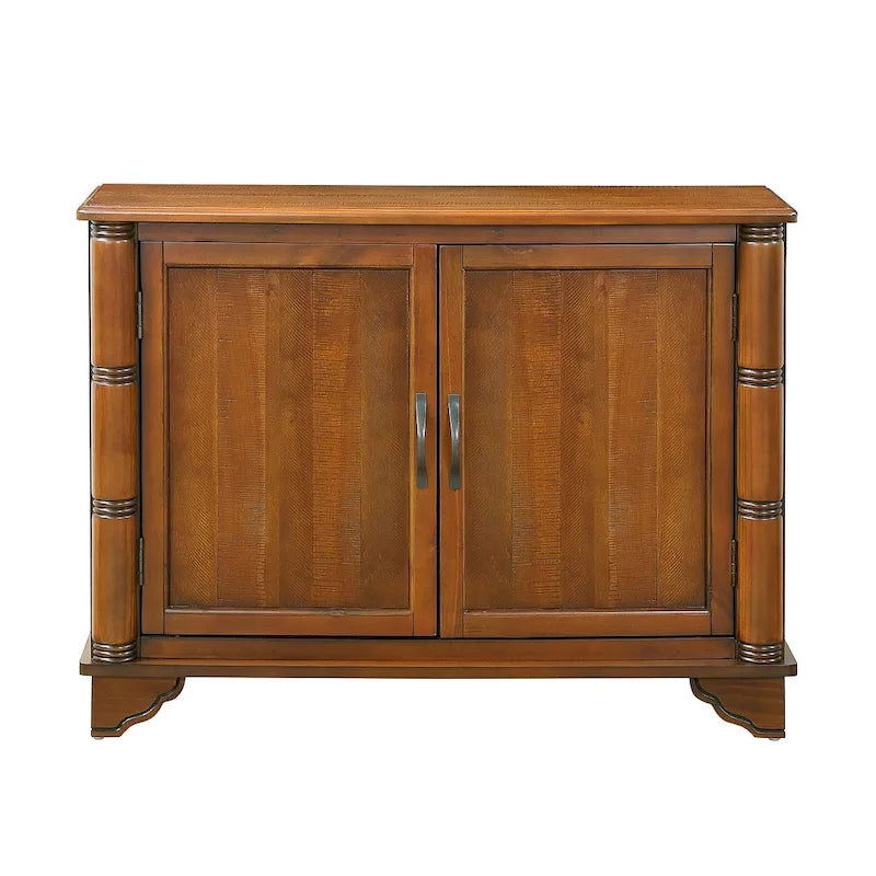 Meuble de rangement 40" en pin à 2 portes, buffet avec portes et étagère réglable, commode d'entrée en bois, placard