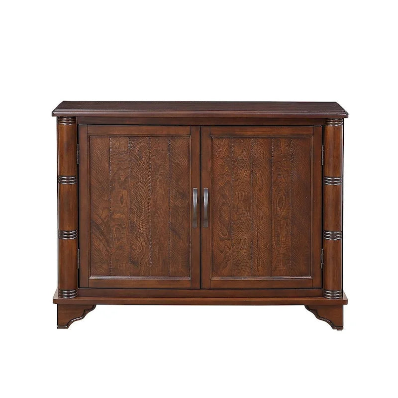 Meuble de rangement 40" en pin à 2 portes, buffet avec portes et étagère réglable, commode d'entrée en bois, placard