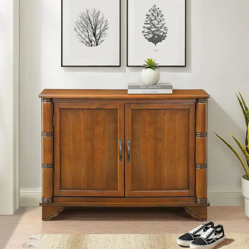 Meuble de rangement 40" en pin à 2 portes, buffet avec portes et étagère réglable, commode d'entrée en bois, placard