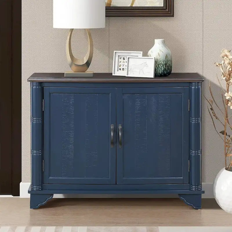 Meuble de rangement 40" en pin à 2 portes, buffet avec portes et étagère réglable, commode d'entrée en bois, placard