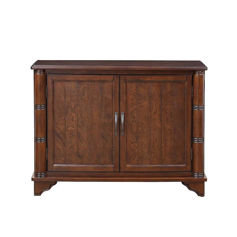 Meuble de rangement 40" en pin à 2 portes, buffet avec portes et étagère réglable, commode d'entrée en bois, placard