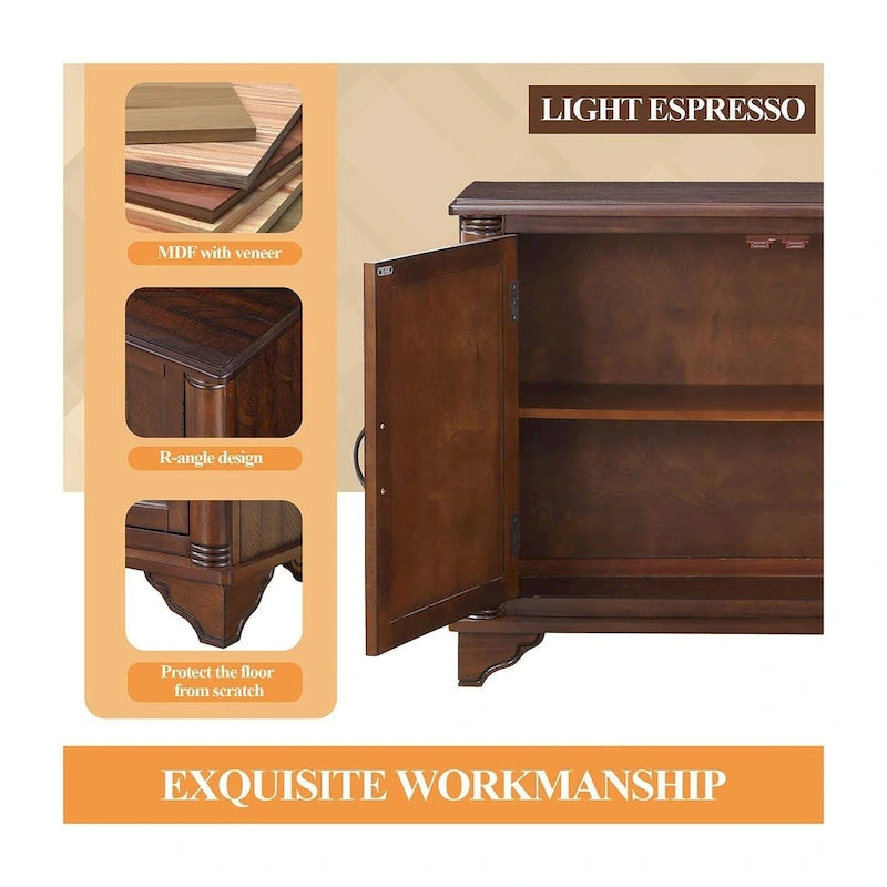 Meuble de rangement 40" en pin à 2 portes, buffet avec portes et étagère réglable, commode d'entrée en bois, placard
