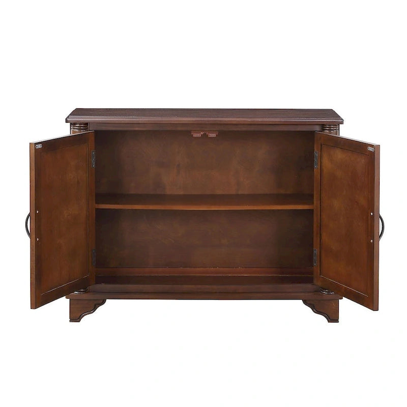 Meuble de rangement 40" en pin à 2 portes, buffet avec portes et étagère réglable, commode d'entrée en bois, placard