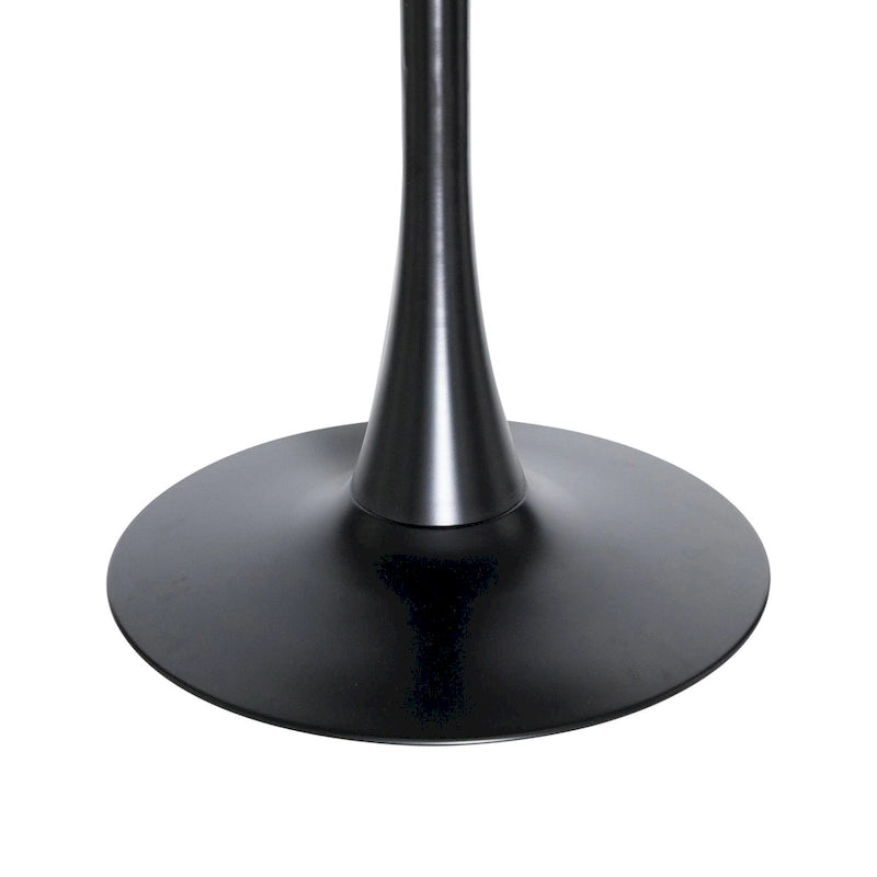 Table à manger ronde de 35 pouces, style moderne du milieu du siècle, plateau en bois et pied colonne en fer brillant pour cuisine et salle à manger