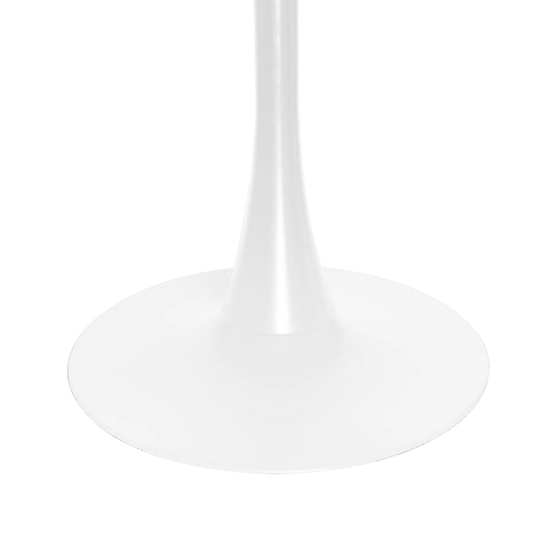 Table à manger ronde de 35 pouces, style moderne du milieu du siècle, plateau en bois et pied colonne en fer brillant pour cuisine et salle à manger