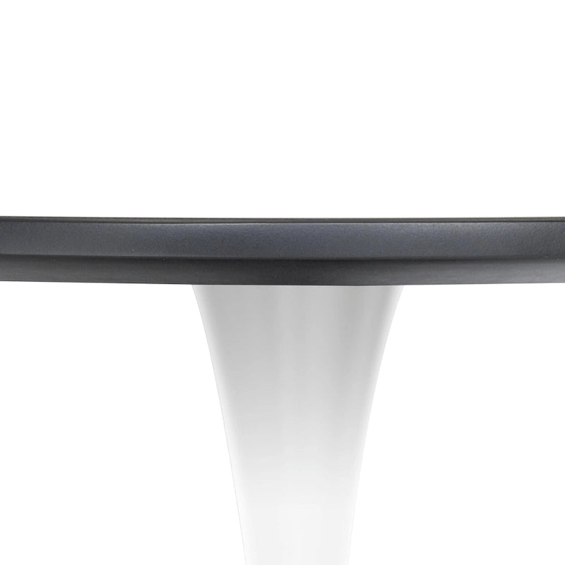 Table à manger ronde de 35 pouces, style moderne du milieu du siècle, plateau en bois et pied colonne en fer brillant pour cuisine et salle à manger