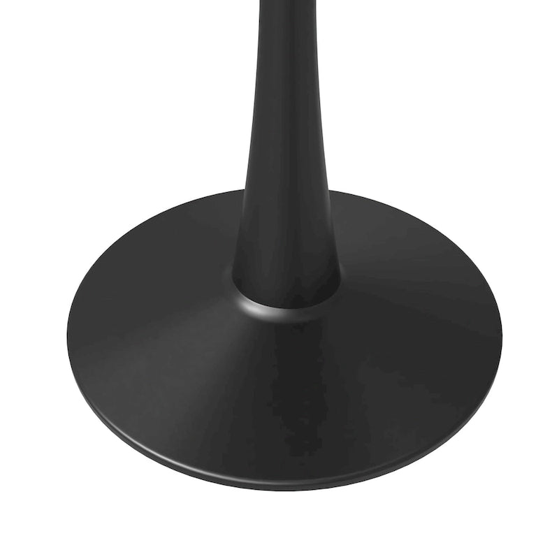 Table à manger ronde de 35 pouces, style moderne du milieu du siècle, plateau en bois et pied colonne en fer brillant pour cuisine et salle à manger