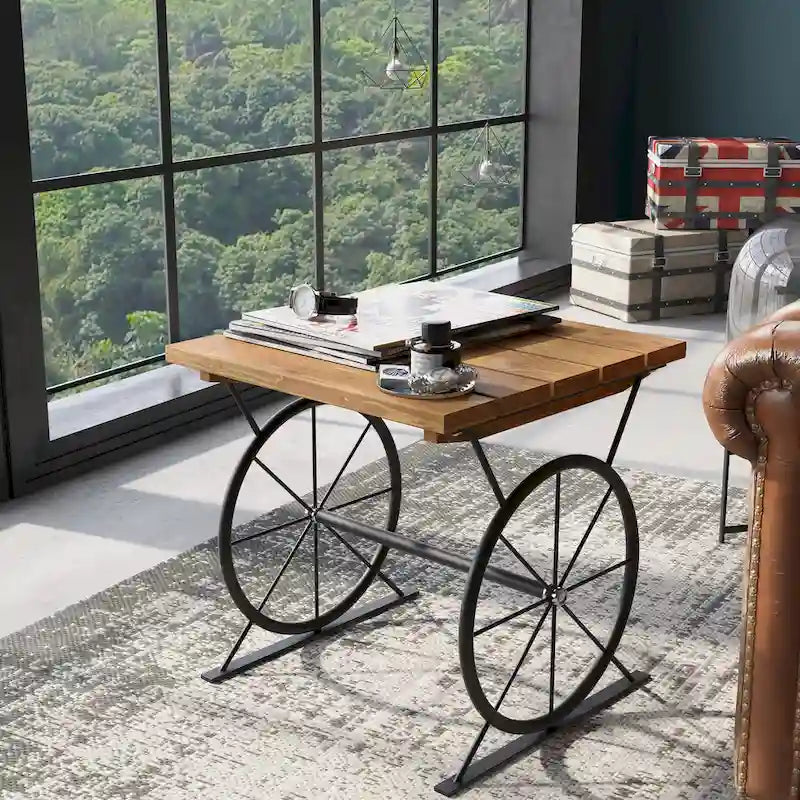 Dietrich Industrial 19-inch Metal Wheel Side Table by 
